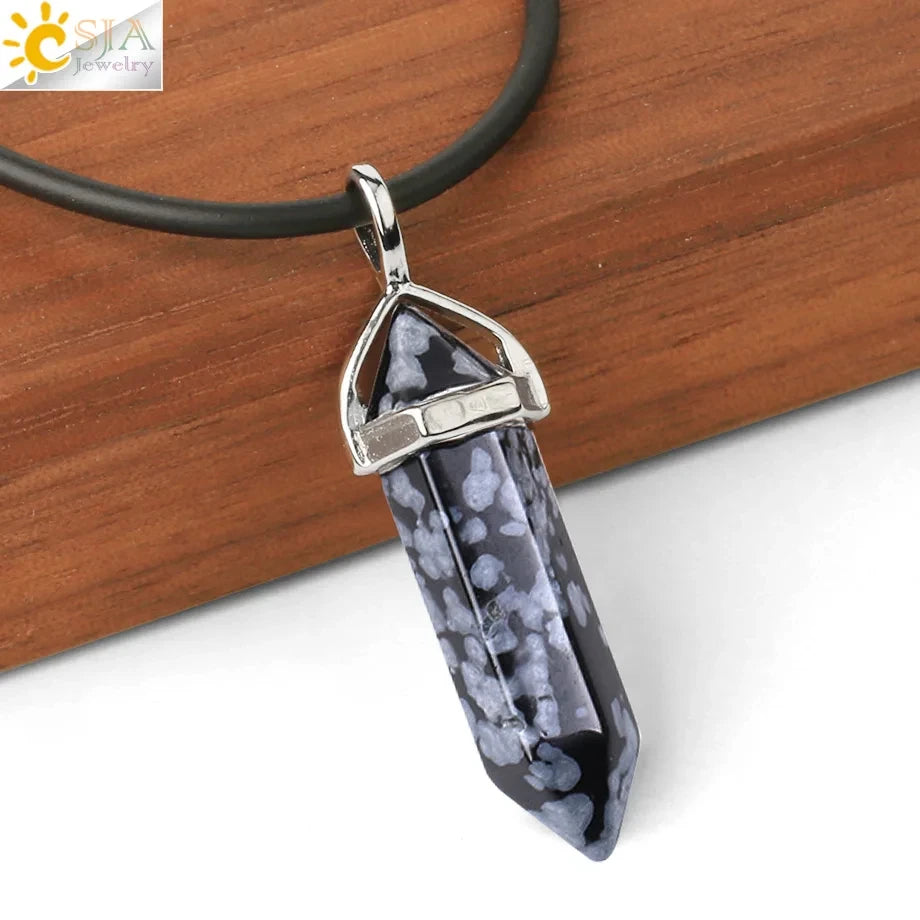 Hexagonal Bullet Crystal Necklaces
