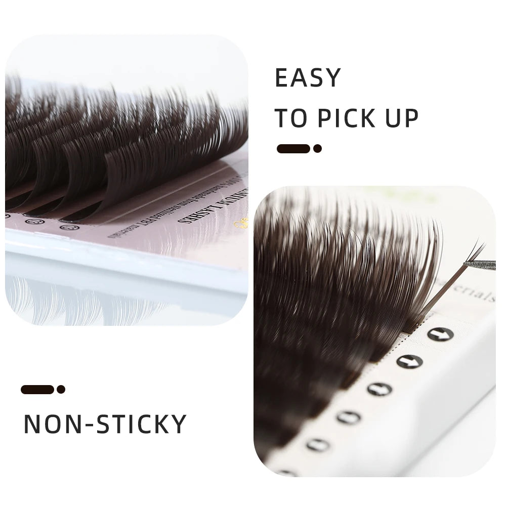 Yelix 16 ROWS Dark Brown Wispy Individual Eyelashes