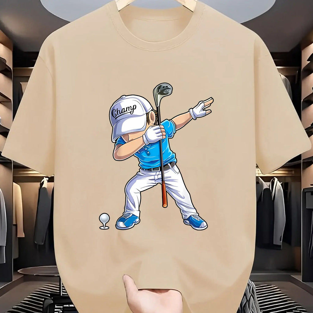 Golf Player Printed Round Neck T-shirt Top