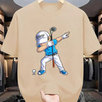 Golf Player Printed Round Neck T-shirt Top