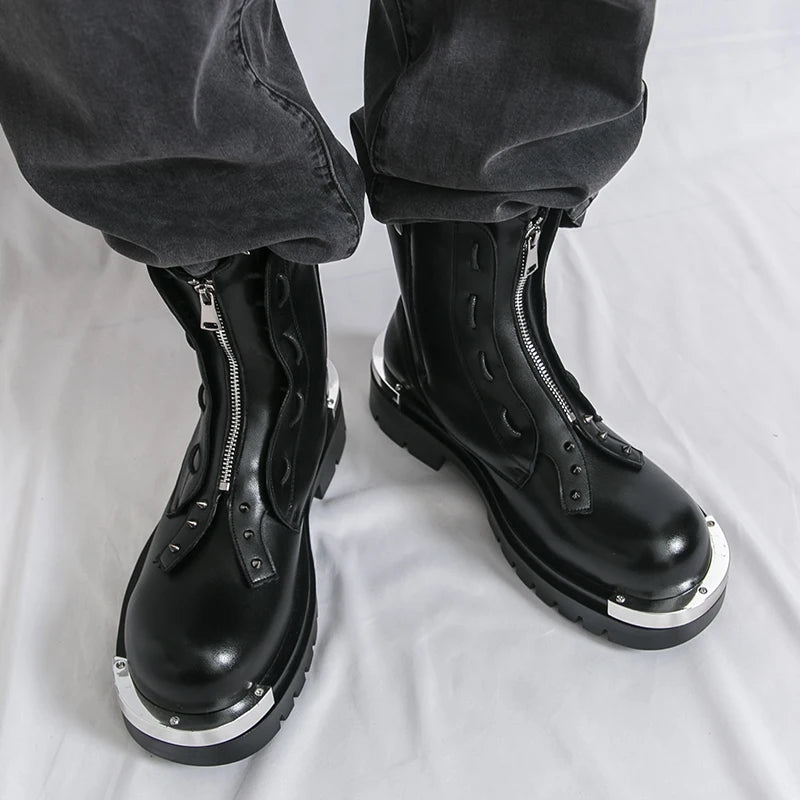 Black Men Long-sleeved Thick-soled Anti-slip Boots