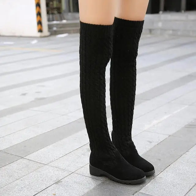Knitted Wool High Socks Boots
