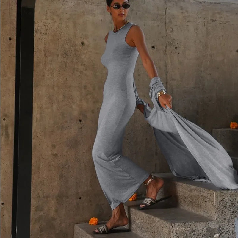 Elegant 2 Piece Bodycon Long Sleeve Cardigan