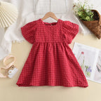 Red Plaid Bow Dresses