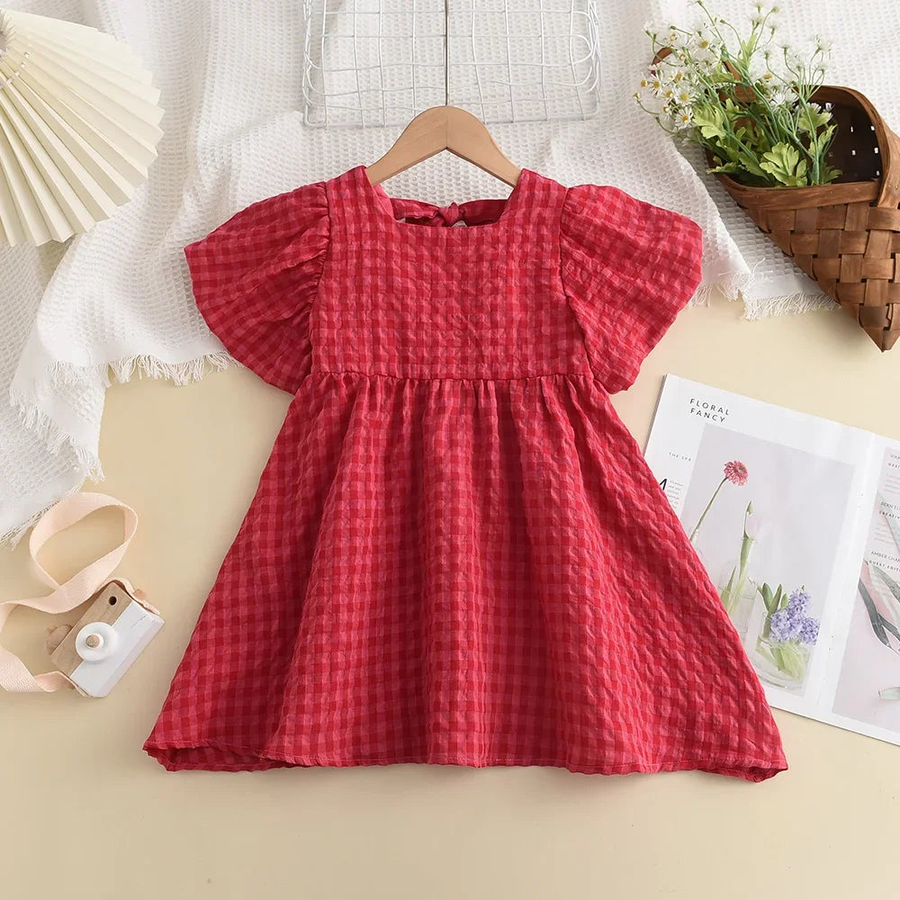 Red Plaid Bow Dresses
