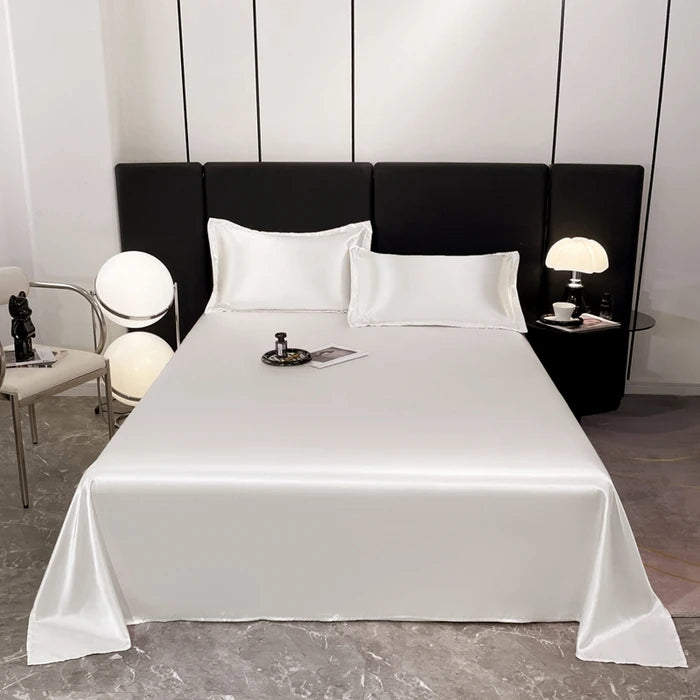 1pc Plain Satin Solid Color Bed Sheets