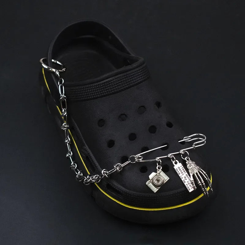 Designer croc Charms Chain Punk Pendant Metal Buckle