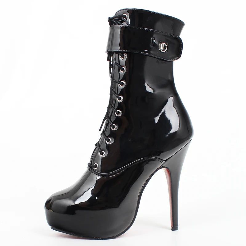 Lace-Up platform ankle short boots