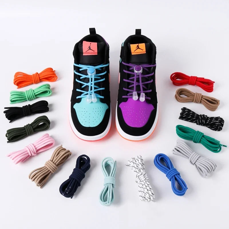 1 Pair Lazy Laces Elastic Snap Lock Shoelaces