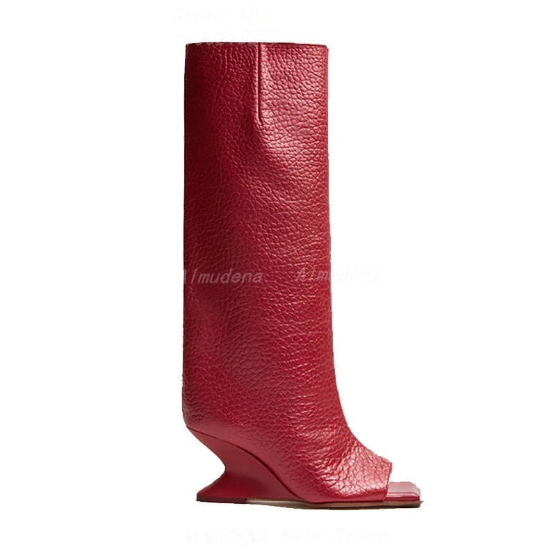Square Toe Knee High Boots