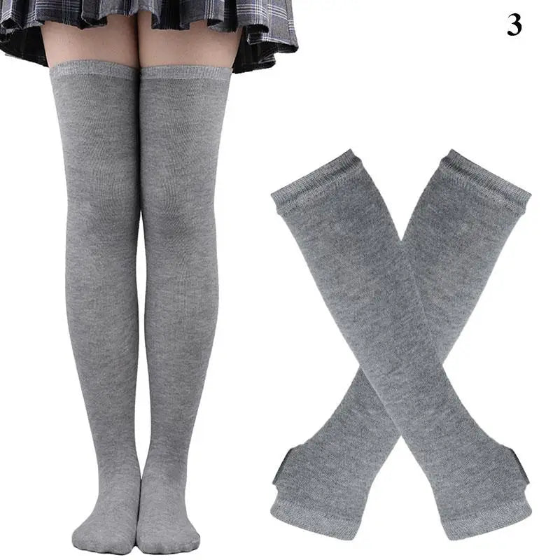 2Pair/ Gothic Punk Over Knee Long Stripe Socks