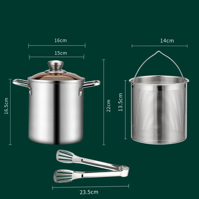 LMETJMA 3L Stainless Steel Deep Frying Pot