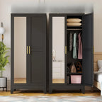 71" Metal Wardrobe Armoire 2 Mirror Doors