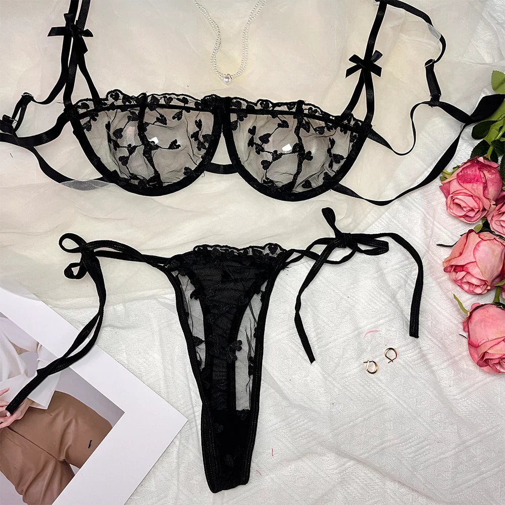 Sexy 2 Piece Floral Lingerie Set