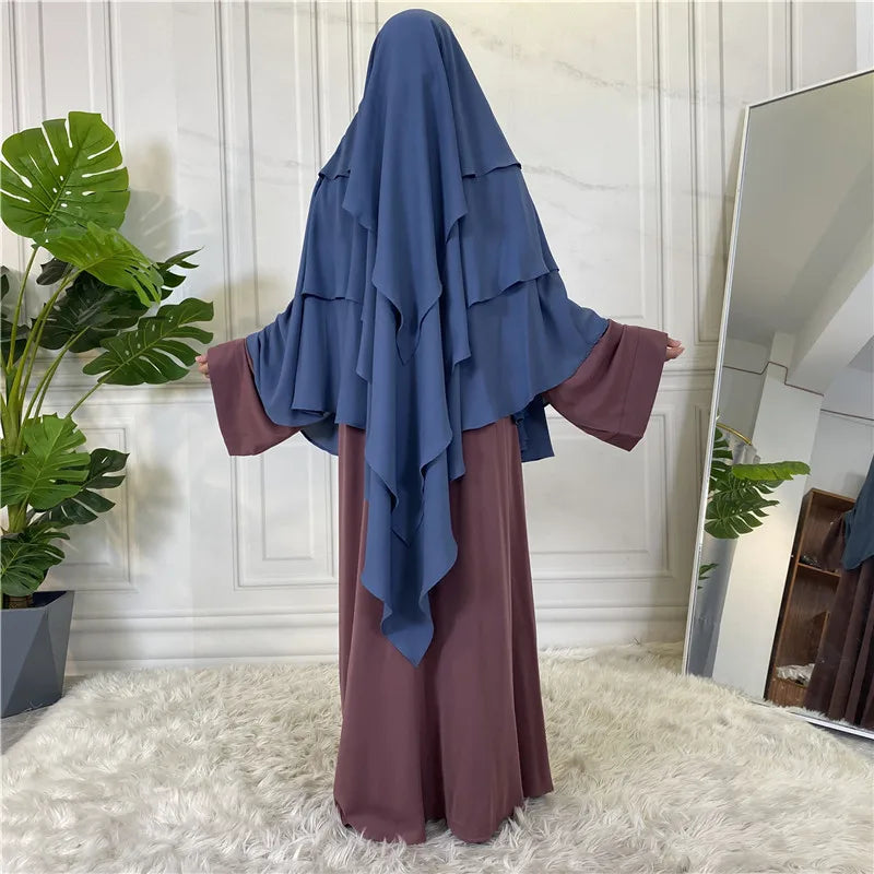 3 Layers Chiffon Hijabs Islamic Clothing Ramadan Eid Headdress