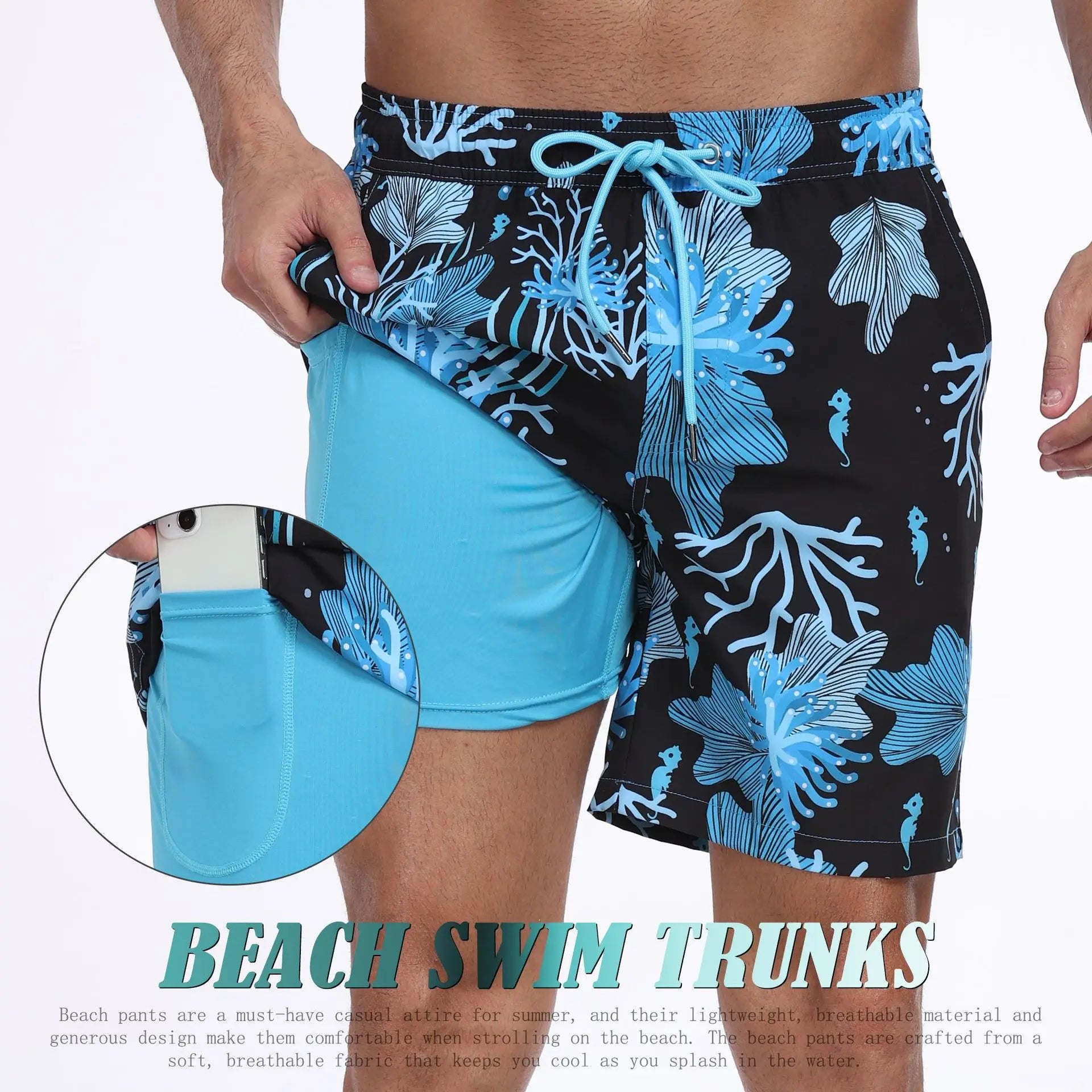 2026 Mens Beach Print Shorts