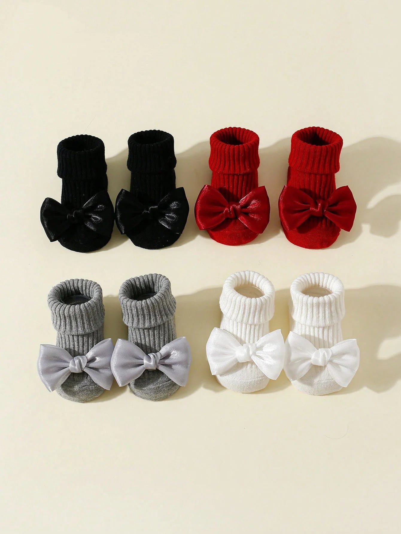 4 Pairs Toddler Socks with Bows