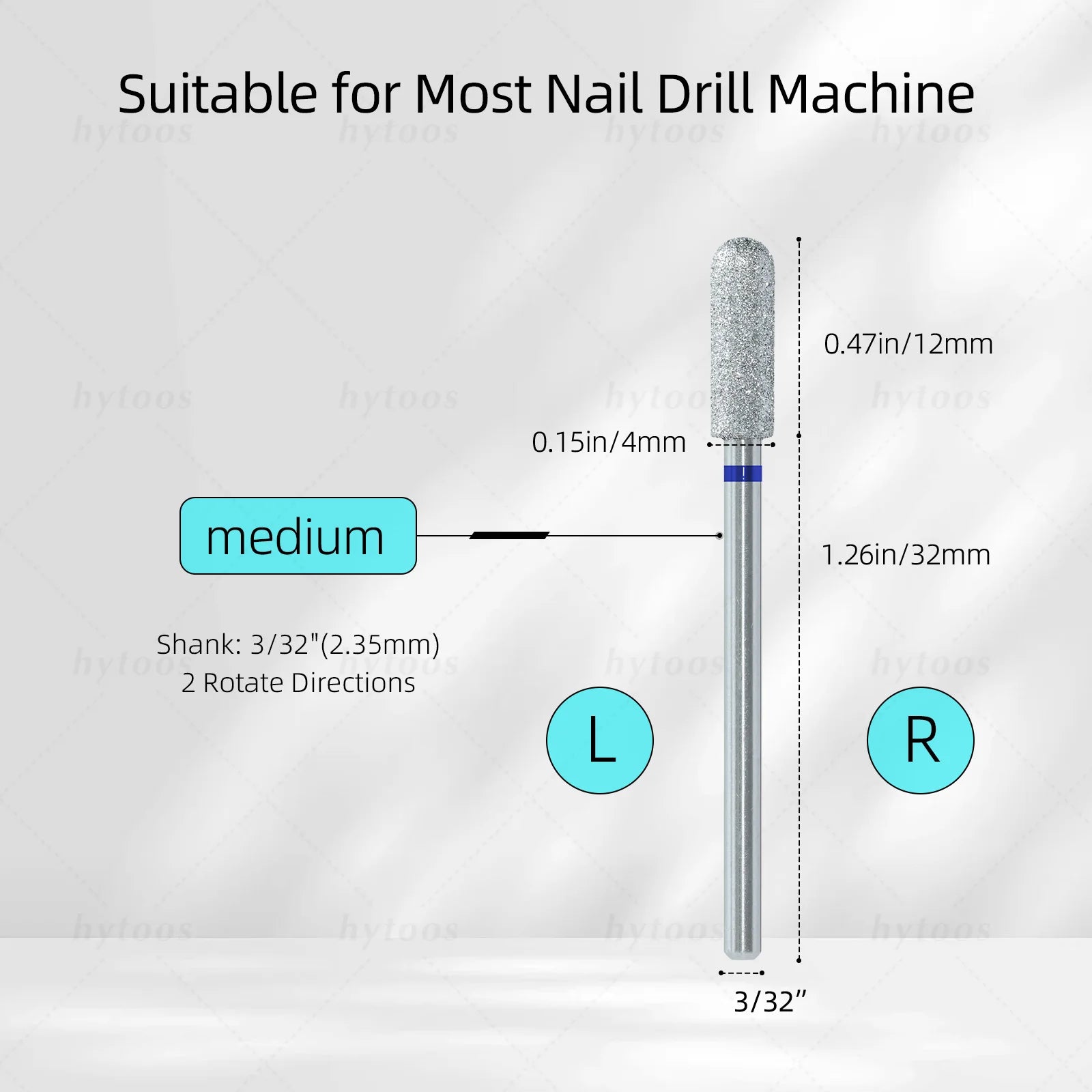HYTOOS Chrome Diamond Nail Drill Bits