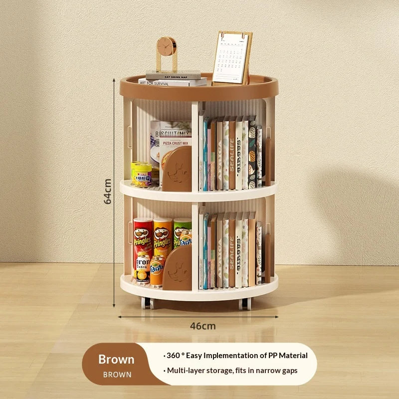 Rolling Rotating Bookshelf Bookcase