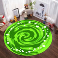 Vibrant Green Swirl Round Area Rug