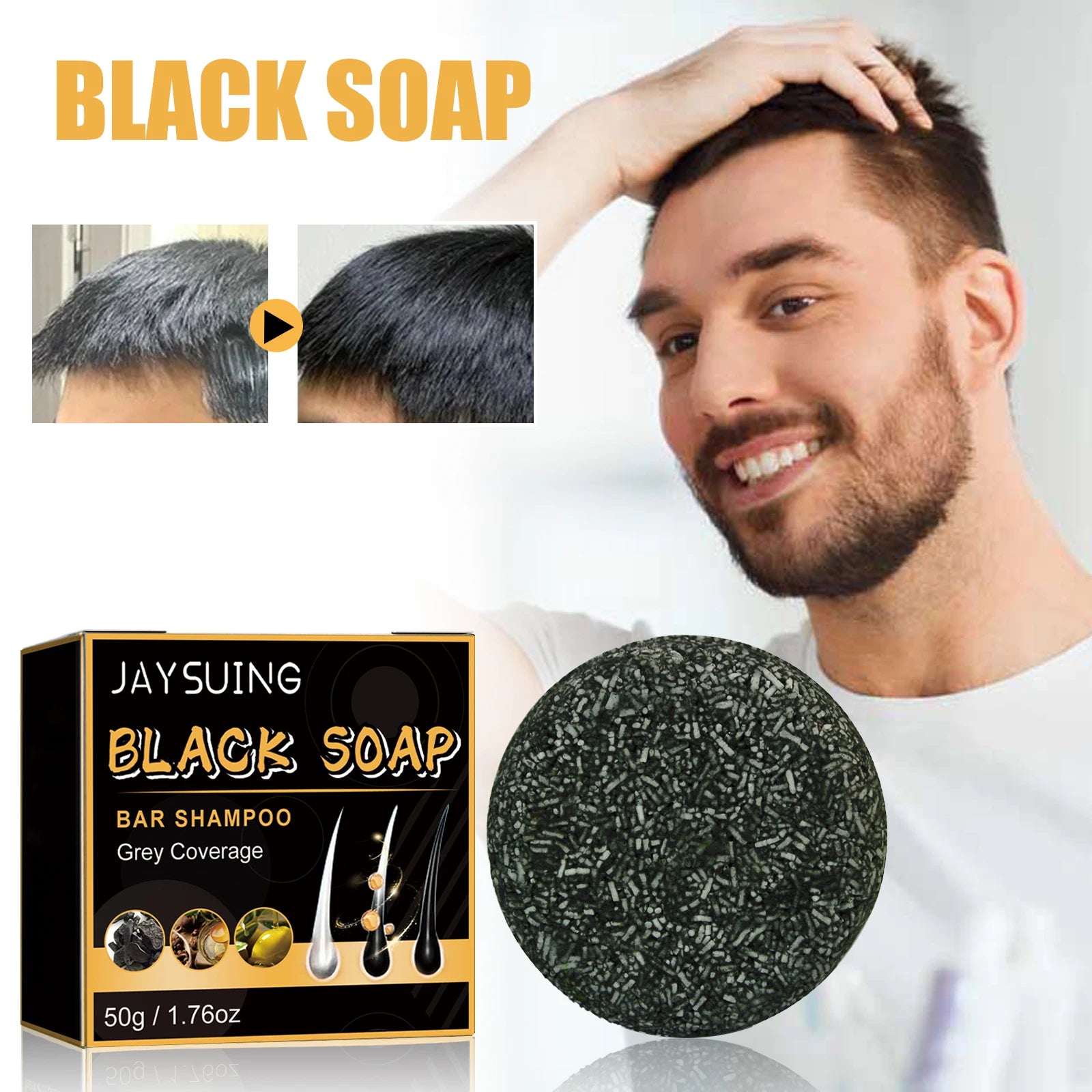 Natural Black Hair Soap Anti-Gray Hair Treatment