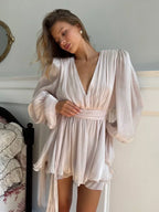 Elegant Chiffon Ruffle High Waist Dress