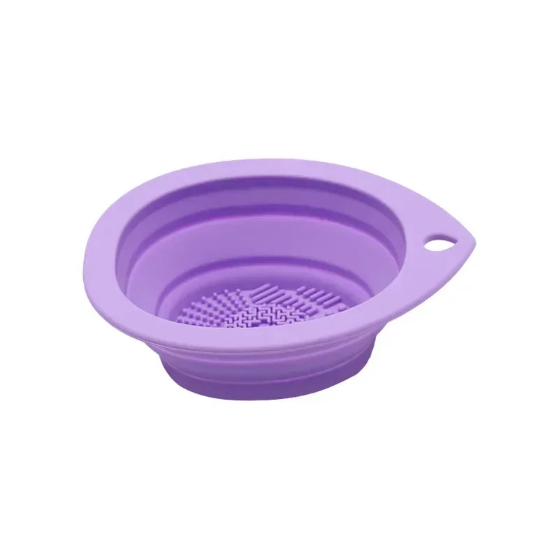 Silicone Makeup Brush Cleaner Foldable Powder Puff Cleaning Bowl