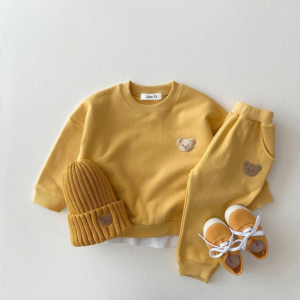 Kids Sports Bear Sweatshirt Pants 2Pcs Suits Outfits