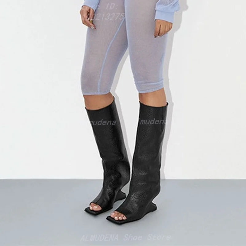 Square Toe Knee High Boots