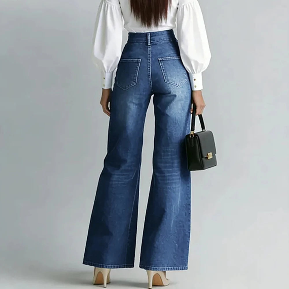 Casual High Waist Vintage Wide Leg Jeans