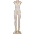 Women Sexy Cross Backless Jumpsuit