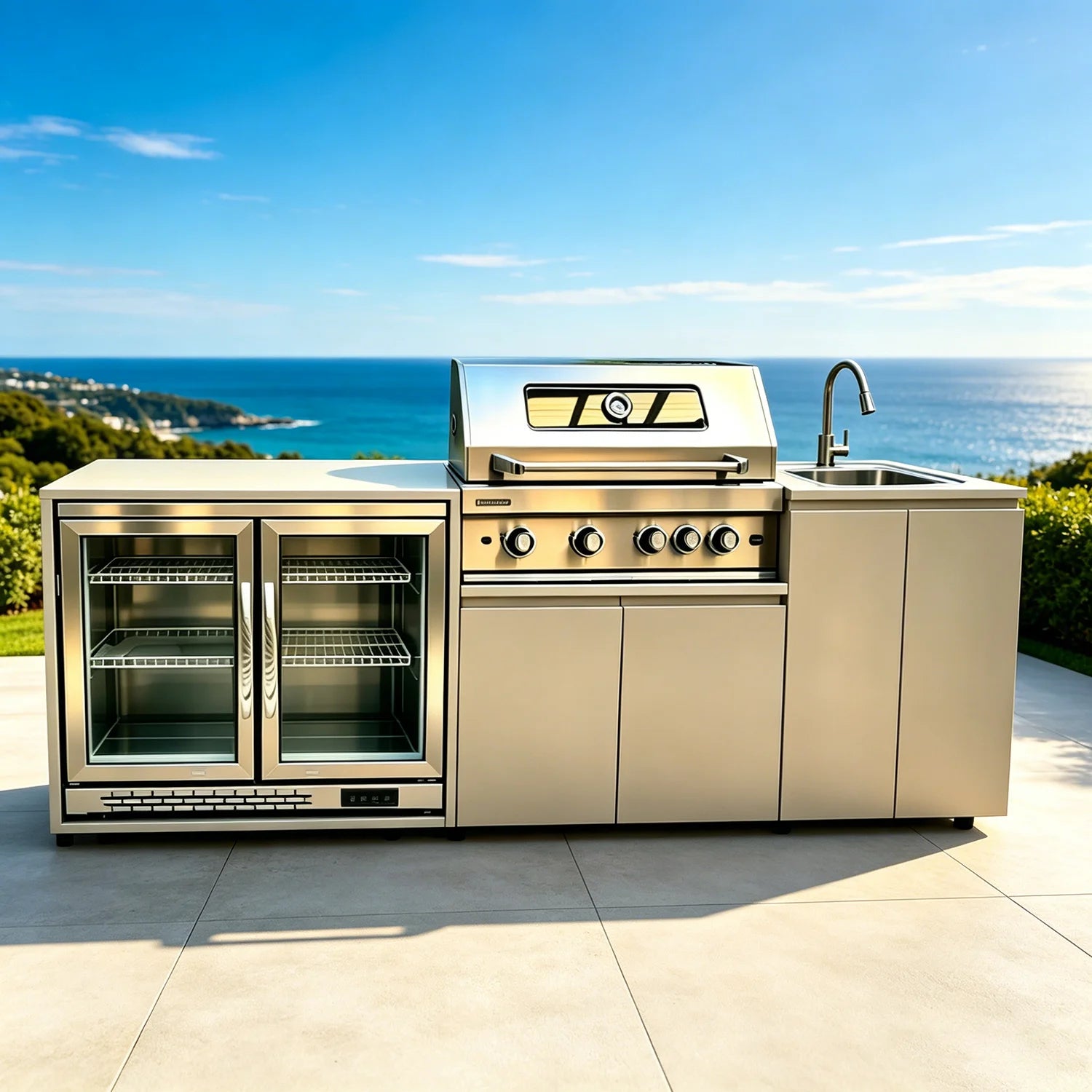Full Outdoor Kitchen With Grill