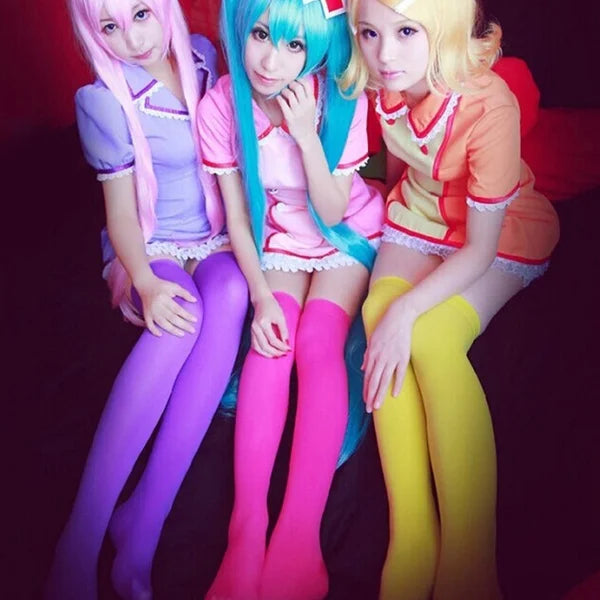 Sexy Black & White Solid Color Long Socks