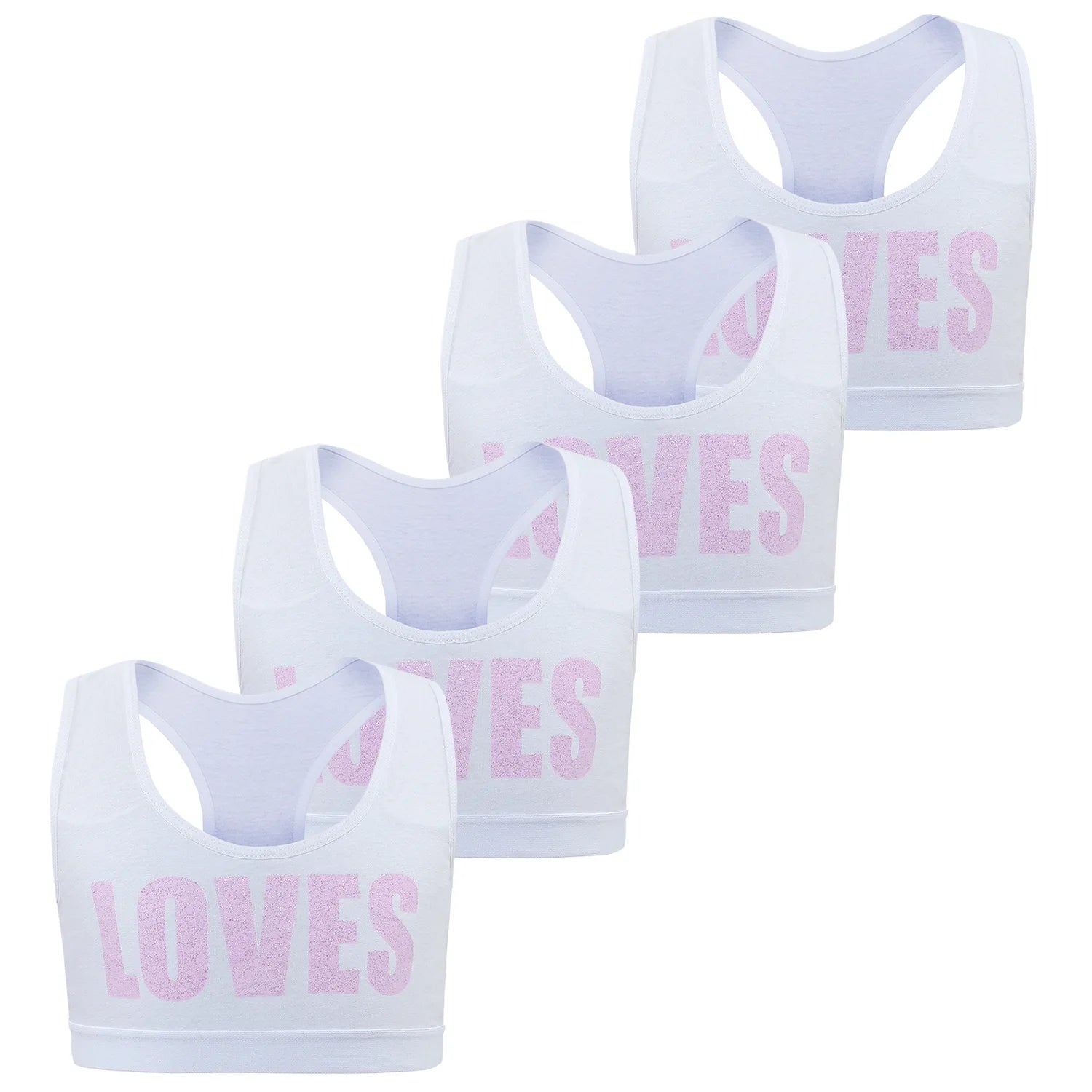 2/4PCS Big Girls Loves Printed Sports Training Bras