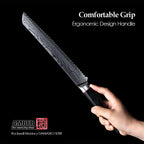 67-layer damascus steel kitchen bread santoku knives