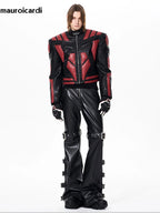 Mauroicardi Long Black Pu Leather Flare Pants