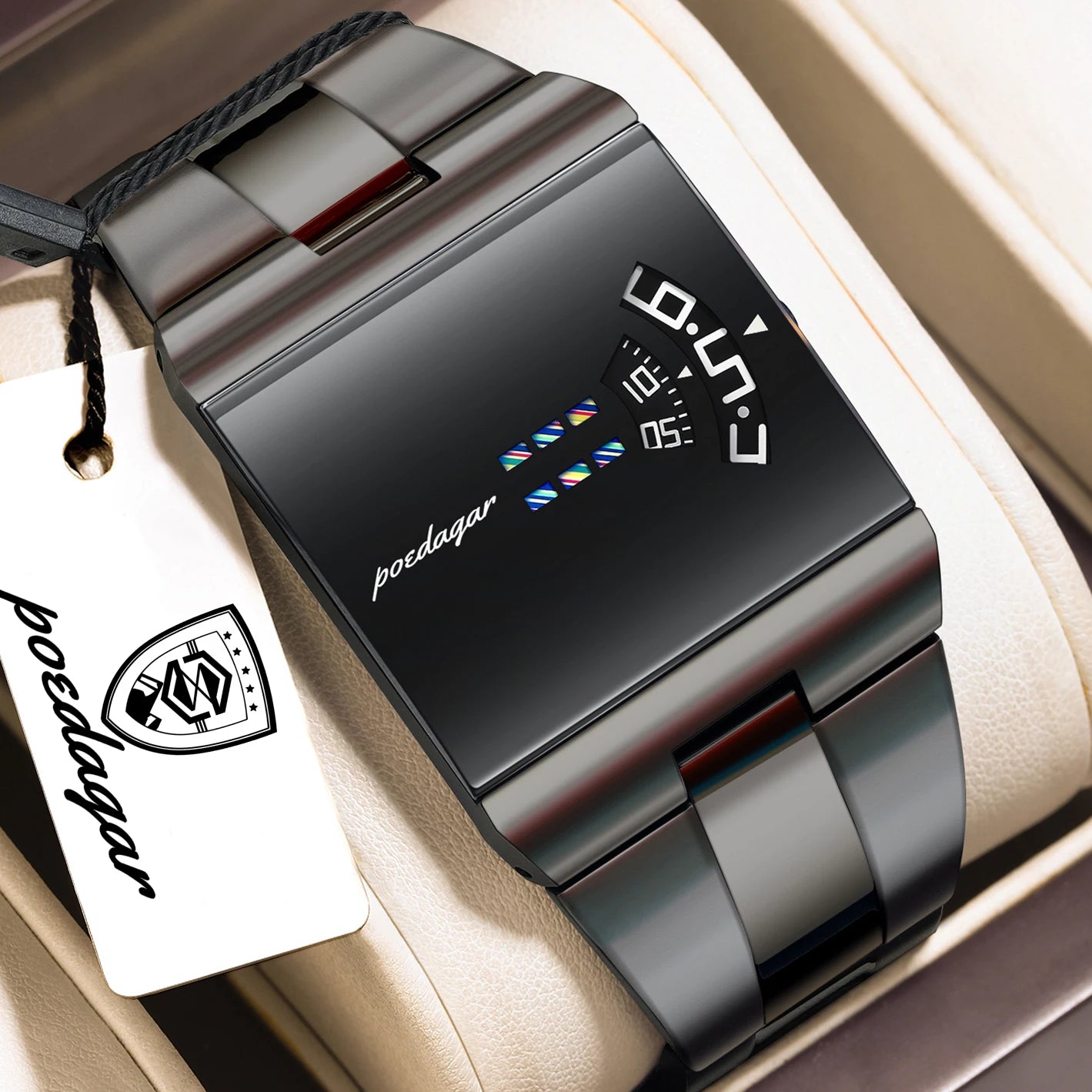 POEDAGAR Waterproof Wristwatch Stainless Steel