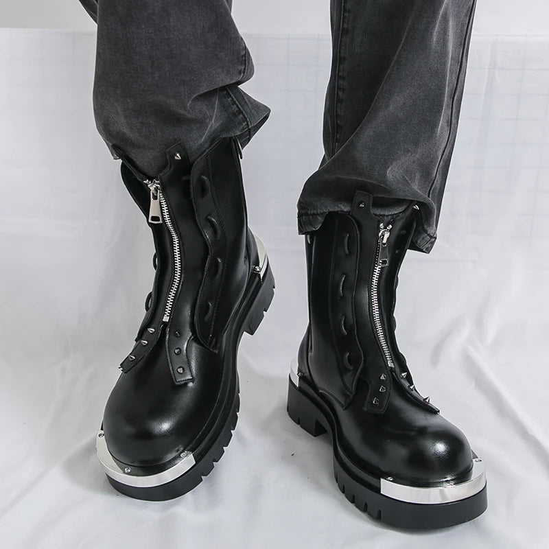 Black Men Long-sleeved Thick-soled Anti-slip Boots