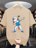 Golf Player Printed Round Neck T-shirt Top