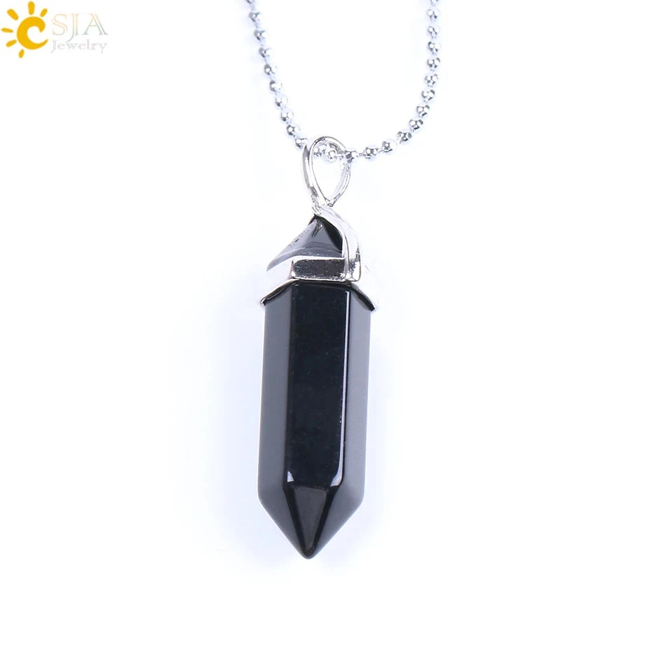 Hexagonal Bullet Crystal Necklaces