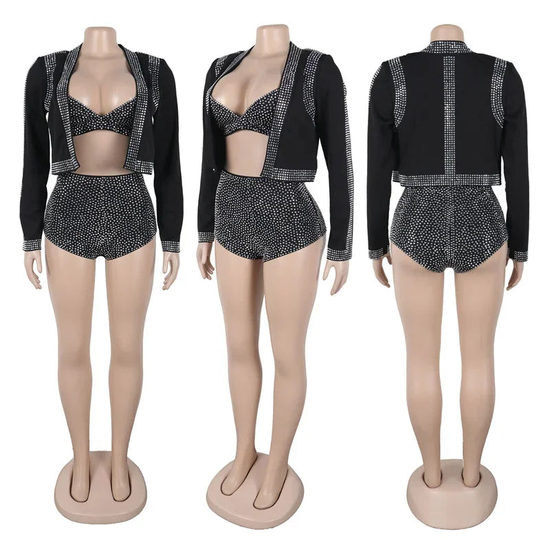 Sparkly Diamonds 3 Piece Short Sets