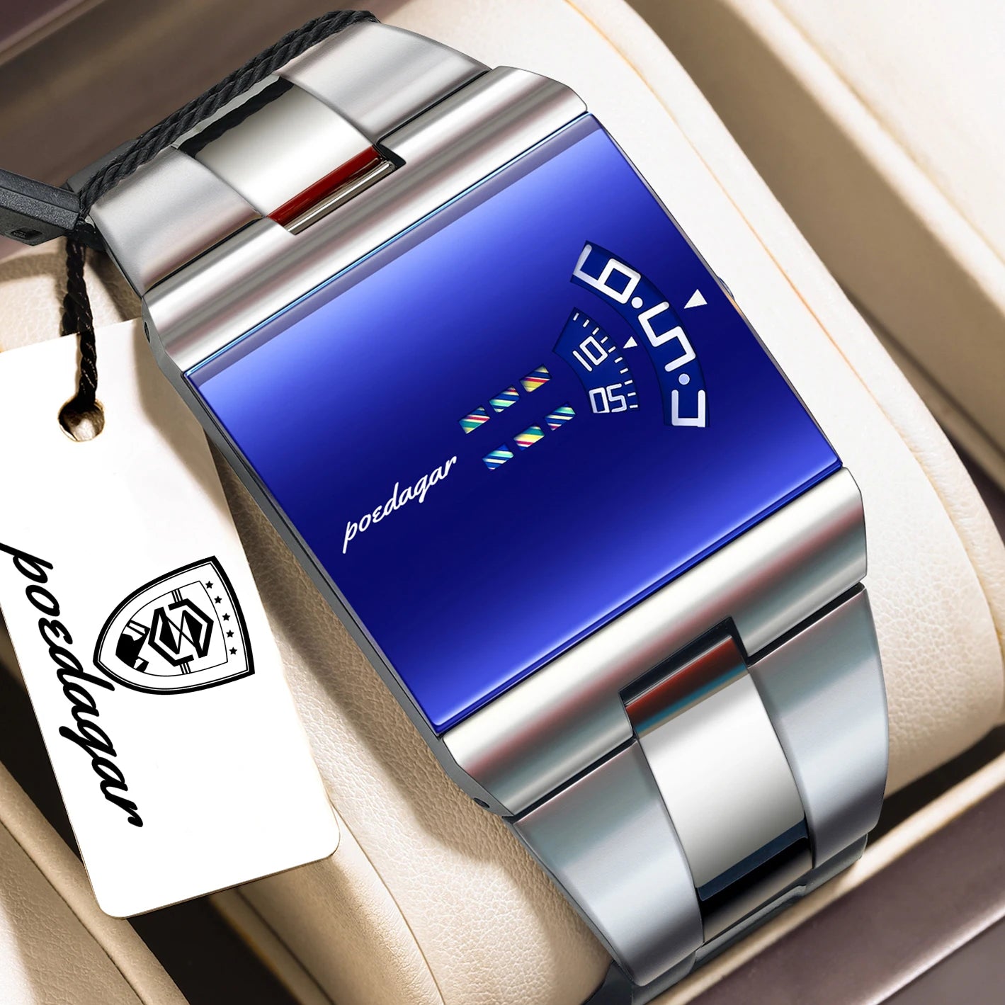 POEDAGAR Waterproof Wristwatch Stainless Steel
