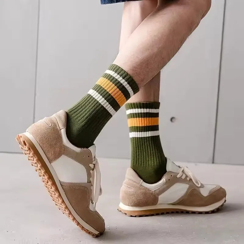 5 Pairs Men's Colorful Striped Casual Socks