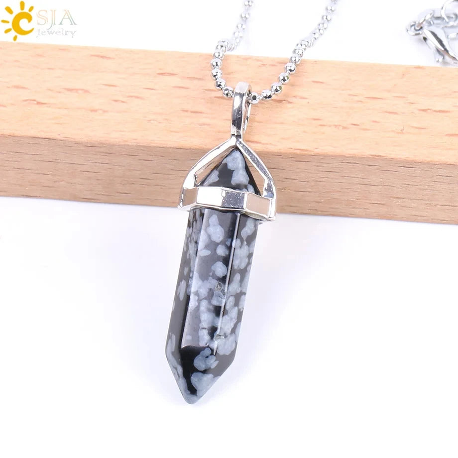 Hexagonal Bullet Crystal Necklaces