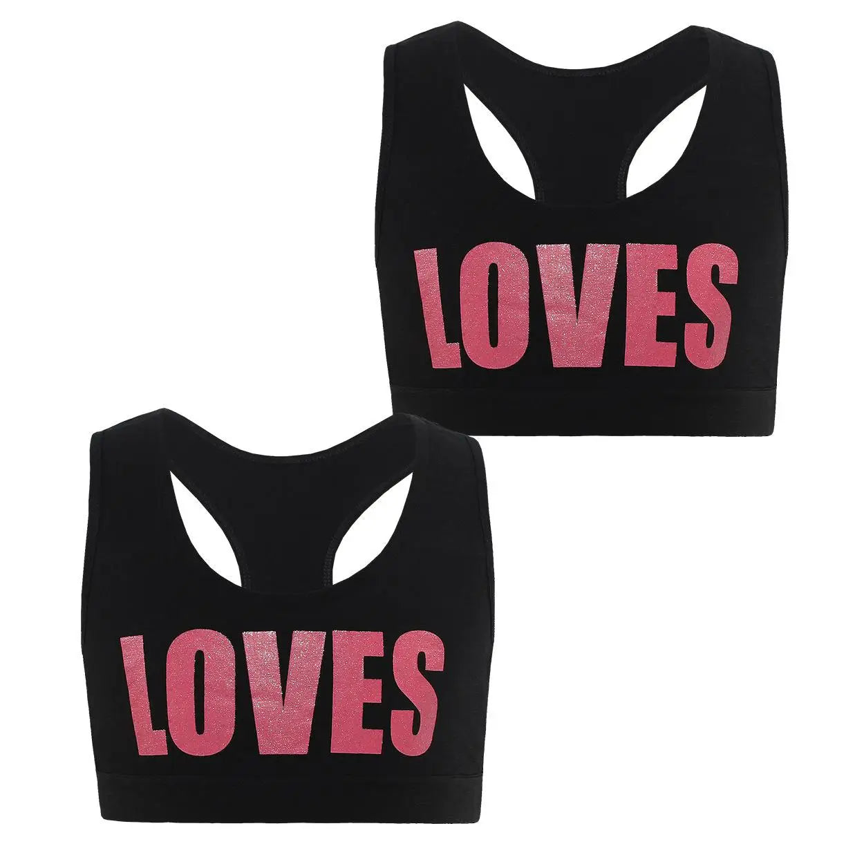 2/4PCS Big Girls Loves Printed Sports Training Bras