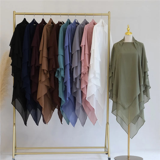 3 Layers Chiffon Hijabs Islamic Clothing Ramadan Eid Headdress