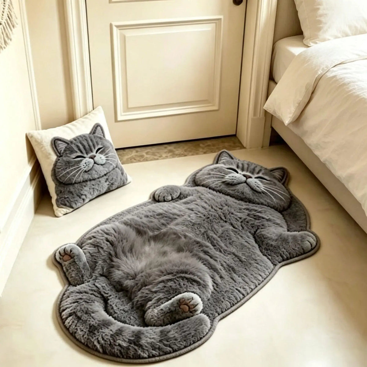 VIKAMA Chubby Lying Tabby Cat Long Rug