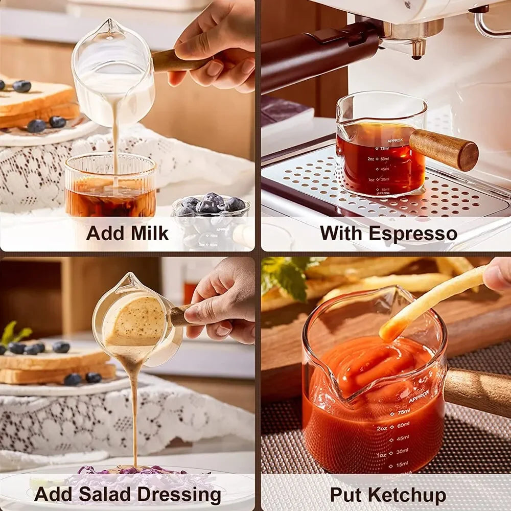 Wood Handle 
Glass Measuring Cup
