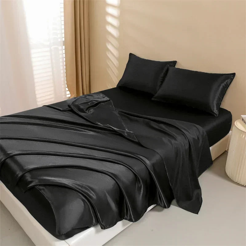 4 Pcs Satin Bed Sheets