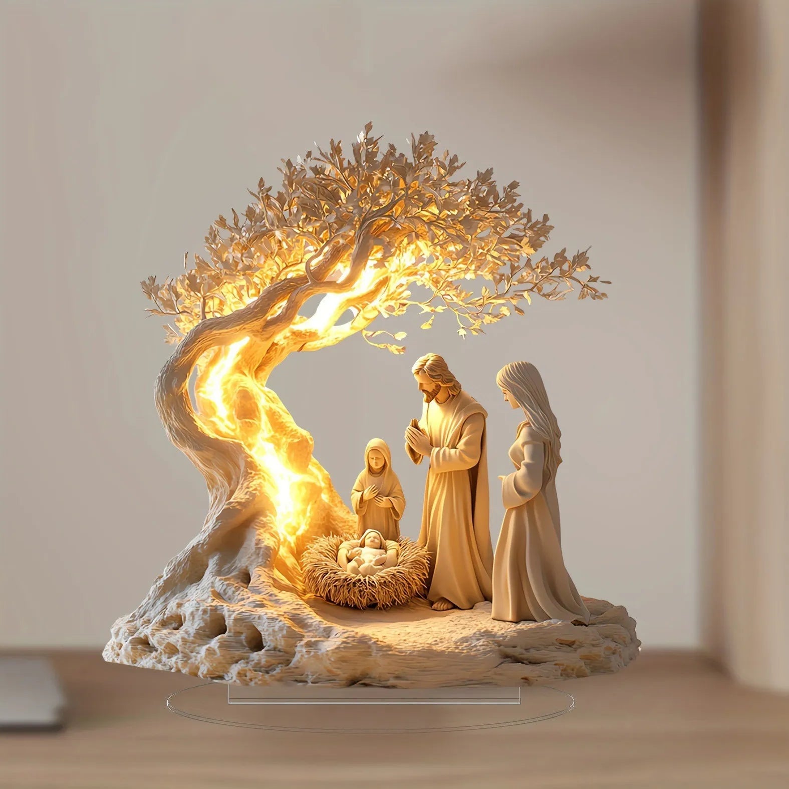 2D Flat Prayer under Moonlight Tree Decoration